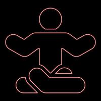 Neon man in yoga pose red color vector illustration image flat style