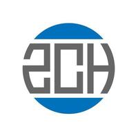 diseño del logotipo de la letra zch sobre fondo blanco. concepto de logotipo de círculo de iniciales creativas de zch. diseño de letras zch. vector