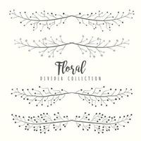 Hand drawn floral divider borders collection with branches and flower vector