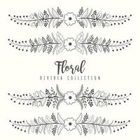 Hand drawn floral divider borders collection with branches and flower vector