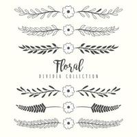 Hand drawn floral divider borders collection with branches and flower vector