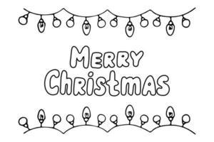 Horizontal Merry Christmas banner with doodle style garlands. vector illustration