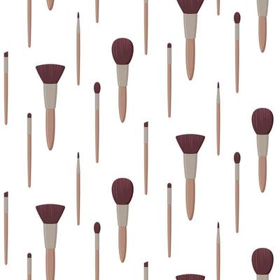 Seamless pattern with makeup brushes. vector illustration