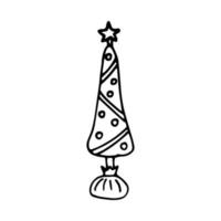 Christmas tree drawn by hand in the style of a doodle. vector illustration