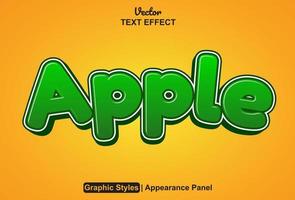 apple text effect with graphic style and editable. vector