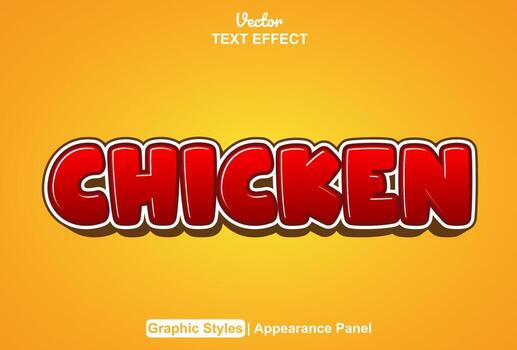 chicken text effect with graphic style and editable. vector