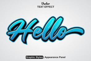 hello text effect with graphic style and editable. vector