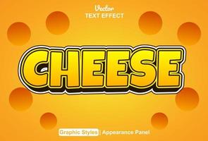 efecto de texto de queso con estilo gráfico y editable. vector