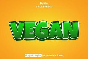 efecto de texto vegano con estilo gráfico y editable. vector