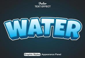 water text effect with graphic style and editable. vector