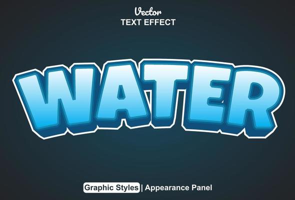 water text effect with graphic style and editable.