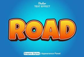 road text effect with graphic style and editable vector