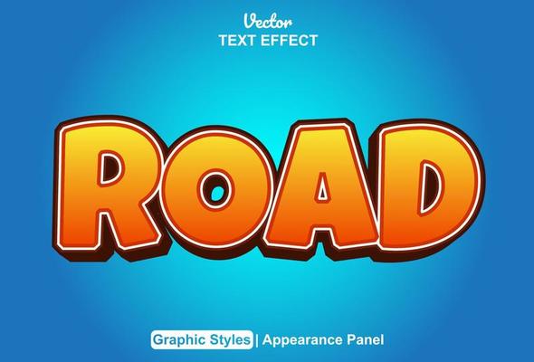 road text effect with graphic style and editable