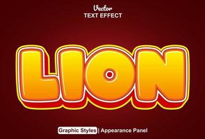 lion text effect with graphic style and editable. vector