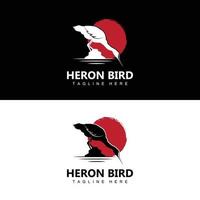 Bird Heron Stork Logo Design, Birds Heron Flying On The River Vector, Product Brand Illustration vector