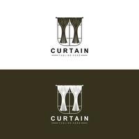 Home And Exhibition Curtain Logo Design, Building Decoration Vector Illustration