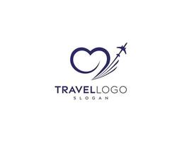 diseño de logotipo de viaje de amor-símbolo de amor para volar-logotipo de amor de viaje, logotipo vectorial editable, plantilla de diseño de logotipo de vector de gira de viaje de amor