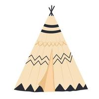 Teepee, tentor wigwam Native American dwelling. Yaranga, chum vector stock illustration. Isolated on white background. Wild West.