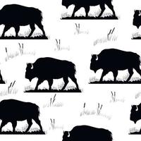 Seamless Bison pattern. Vector stock illustration. Wallpaper. Buffalo