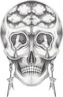 Art fancy surreal skull. Hand drawing and make  graphic vector. vector