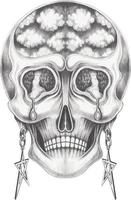 Art fancy surreal skull. Hand drawing and make  graphic vector. vector