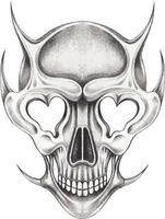 Art fancy surreal skull. Hand drawing and make graphic vector. vector