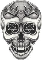 Art fancy skull.Hand drawing and make graphic vector. vector