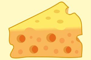 Cheese illustration with big holes, cartoon illustration. vector