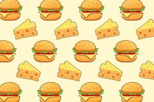 Cheese and hamburger pattern background. vector