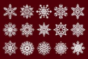 Abstract snowflakes isolated on dark background. Snow flake collection for your design projects. vector