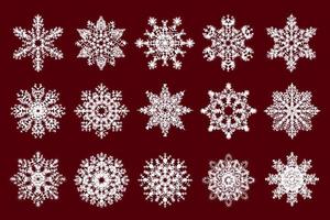 Abstract snowflakes isolated on dark background. Snow flake collection for your design projects. vector