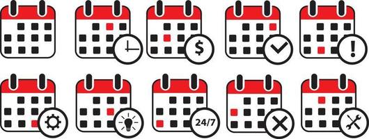 Calendar vector icons. Set of calendar symbols
