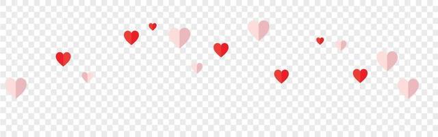 Vector multicolor hanging hearts on an isolated transparent background. Paper hearts png. Paper elements, paper decoration png. Valentine's Day.