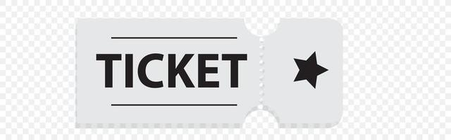 White blank ticket mockup realistic vector template isolated on gray background