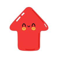 Cute funny red arrow icon. Vector hand drawn cartoon kawaii character illustration icon. Isolated on white background. Red arrow up direction