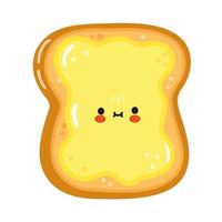 Cute funny sliced toast bread and butter character. Vector hand drawn cartoon kawaii character illustration icon. Isolated on white background. Bread and butter character concept