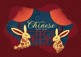 chinese new year rabbit year 2023 gold bunny vector design