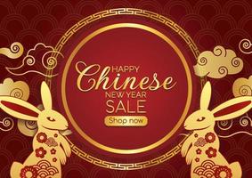 chinese new year rabbit year on  red background vector