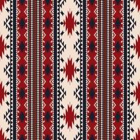 patrón sin costura étnico navajo. patrón sin costuras de rayas étnicas del suroeste de color rojo tradicional. Las franjas étnicas boho del borde suroeste se utilizan para telas, elementos de decoración del hogar, tapicería. vector