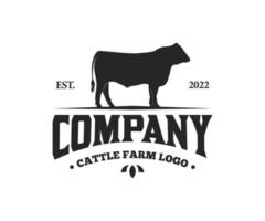 Angus cattle farm logo. Livestock vintage logo with cow vector