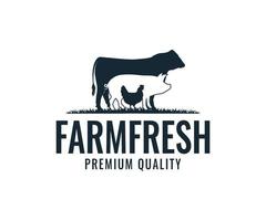 Livestock logo with cow, chicken, and pork. Farm Logo template vector