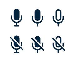 Microphone vector icon. Recording Studio Symbol. Audio voice recording on off mute symbol.