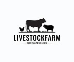 Vintage livestock farm animal logo design vector