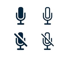 Microphone icon button set. Microphone muted and unmuted icon set. vector