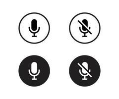 Microphone on and crossed out icon. Record Microphone vector icon set. Microphone button disabled. Do not speak