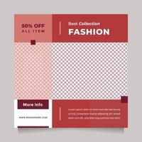 diseño de venta de moda roja moderna publicación en redes sociales y plantilla de banner web para marketing digital. promoción editable diseño marca moda y otros productos. concepto de negocio e instagram editable vector