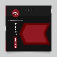 Black red Flash sale design social media post and web banner template for digital marketing. Editable promotion design brand fashion and other product. Editable business and Instagram concept vector