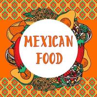 Vector Mexican food banner. Hand drawn latin american food illustration.