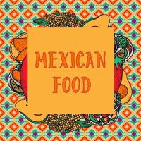 pancarta de comida mexicana vectorial. ilustración de comida latinoamericana dibujada a mano. vector