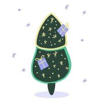 Cute vector Christmas tree. Festive colorful illustration.